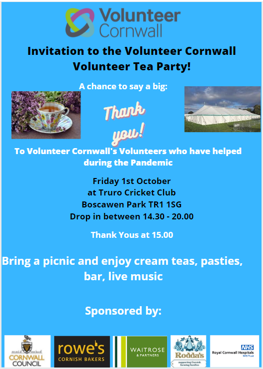 Invitation to the Volunteer Cornwall Tea Party