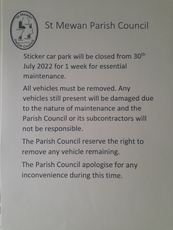Sticker Car Park Temporary Closure 
