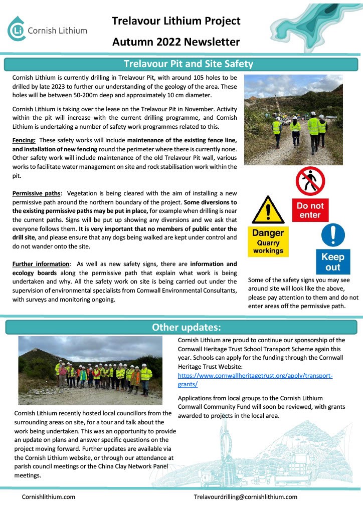 Cornish Lithium Autumn Newsletter